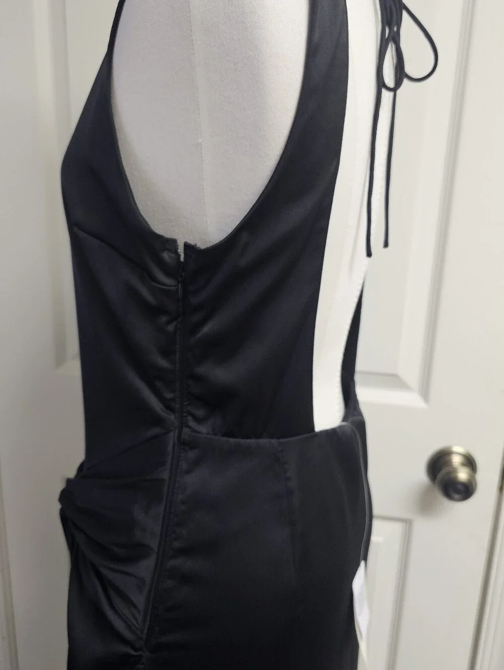 NWT Abercrombie & Fitch Draped Skirt Satin Maxi Dress Black MT Tall